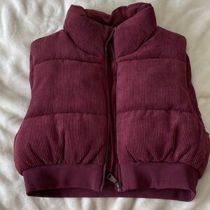 Burgundy Corduroy Puffer Vest